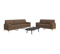 vidaXL Ensemble de canapés 2 pcs avec coussins décoratifs marron tissu, canapé, siège de canapé, canapé relax, canapé 3278338