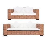 vidaXL Ensemble de Canapés 2 pcs avec Coussins Ensemble de Sofa Salle de Séjour Chambre Salon Maison Bureau Intérieur Rotin 278623