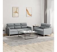 Vidaxl Ensemble De Canapés 2 Pcs Avec Coussins Gris Clair Tissu Gris
