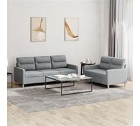 vidaXL Ensemble de canapés 2 pcs avec coussins Gris clair Tissu Gris clair G