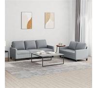 Vidaxl Ensemble De Canapés 2 Pcs Avec Coussins Gris Clair Tissu Gris