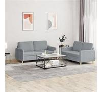 vidaXL Ensemble de canapés 2 pcs avec coussins Gris clair Tissu 3202086