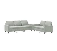 vidaXL Ensemble de canapés 2 pcs 3201516 - Avec coussins et accoudoirs, velours gris clair