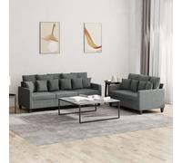 vidaXL Ensemble de canapés 2 pcs avec coussins Gris foncé Tissu