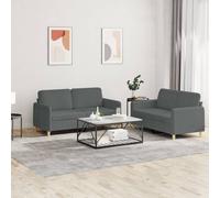 Vidaxl Ensemble De Canapés 2 Pcs Avec Coussins Gris Foncé Tissu Gris