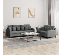 Vidaxl Ensemble De Canapés 2 Pcs Avec Coussins Gris Foncé Tissu Gris