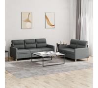 Vidaxl Ensemble De Canapés 2 Pcs Avec Coussins Gris Foncé Tissu Gris
