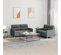 Vidaxl Ensemble De Canapés 2 Pcs Avec Coussins Gris Foncé Tissu Gris