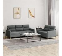 vidaXL Ensemble de canapés 2 pcs avec coussins Gris foncé Tissu Gris foncé G