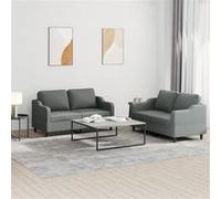 vidaXL Ensemble de canapés 2 pcs avec coussins Gris foncé Tissu Gris foncé G