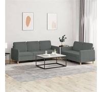 vidaXL Ensemble de canapés 2 pcs avec coussins en tissu pour salon Gris clair