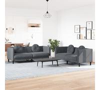 vidaXL Ensemble de canapés 2 pcs avec coussins gris foncé velours