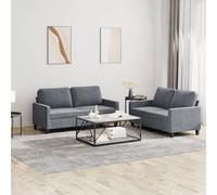 Vidaxl Ensemble De Canapés 2 Pcs Avec Coussins Gris Foncé Velours Gris