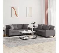 Vidaxl Ensemble De Canapés 2 Pcs Avec Coussins Gris Similicuir Gris