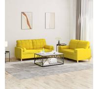 vidaXL Ensemble de canapés 2 pcs avec coussins jaune clair tissu