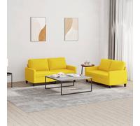 vidaXL Ensemble de canapés 2 pcs avec coussins Jaune clair Tissu