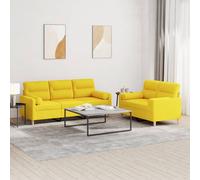 Vidaxl Ensemble De Canapés 2 Pcs Avec Coussins Jaune Clair Tissu Jaune