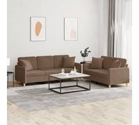 Vidaxl Ensemble De Canapés 2 Pcs Avec Coussins Marron Tissu Marron
