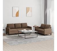 Vidaxl Ensemble De Canapés 2 Pcs Avec Coussins Marron Tissu Marron