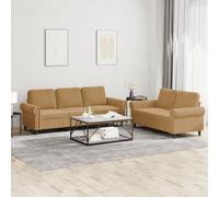 vidaXL Ensemble de canapés 2 pcs avec coussins Marron Velours