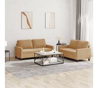 Vidaxl Ensemble De Canapés 2 Pcs Avec Coussins Marron Velours Marron