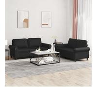 vidaXL Ensemble de canapés 2 pcs avec coussins Noir Similicuir 3202150