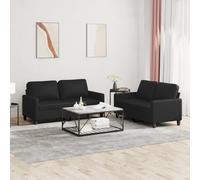 Vidaxl Ensemble De Canapés 2 Pcs Avec Coussins Noir Similicuir Noir