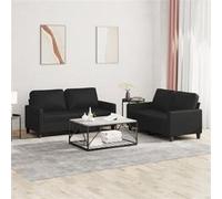 vidaXL Ensemble de canapés 2 pcs avec coussins Noir Similicuir