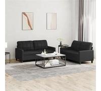 vidaXL Ensemble de canapés 2 pcs en similicuir noir avec coussins