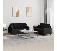 Vidaxl Ensemble De Canapés 2 Pcs Avec Coussins Noir Tissu Noir