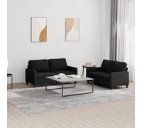 Vidaxl Ensemble De Canapés 2 Pcs Avec Coussins Noir Tissu Noir