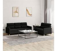 vidaXL Ensemble de canapés 2 pcs avec coussins Noir Tissu Noir G