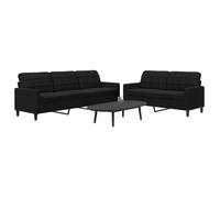 vidaXL Ensemble de canapés 2 pièces avec coussins – velours noir