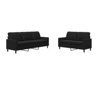 vidaXL Ensemble de canapés 2 pcs avec Coussins Noir Velours, canapé, siège de canapé, canapé Relax, canapé Confort, Chaise de télévision