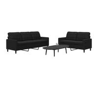 Vidaxl Ensemble De Canapés 2 Pcs Avec Coussins Noir Velours Noir