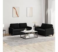 Vidaxl Ensemble De Canapés 2 Pcs Avec Coussins Noir Velours Noir