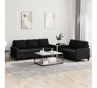 vidaXL Ensemble de canapés 2 pcs avec coussins – Moderne, accoudoirs, velours noir