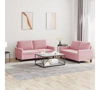 Vidaxl Ensemble De Canapés 2 Pcs Avec Coussins Rose Velours Rose