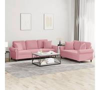 Vidaxl Ensemble De Canapés 2 Pcs Avec Coussins Rose Velours Rose