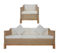 Vidaxl Ensemble De Canapés 2 Pcs Avec Coussins Rotin Naturel