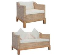 Vidaxl Ensemble De Canapés 2 Pcs Avec Coussins Rotin Naturel