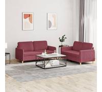 Vidaxl Ensemble De Canapés 2 Pcs Avec Coussins Rouge Bordeaux Tissu Rouge