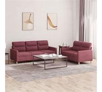 vidaXL Ensemble de canapés 2 pcs avec coussins Rouge bordeaux Tissu3201606 Rouge G
