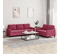 vidaXL Ensemble de Canapés avec Coussins 2 pcs, Canapés avec Accoudoirs, Ensemble de Meubles, Mobilier de Salon, Moderne, Rouge Bordeaux Velours