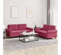 vidaXL Ensemble de canapés 2 pcs avec coussins Rouge bordeaux Velours Rouge G