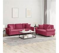 vidaXL Ensemble de canapés 2 pcs avec coussins rouge bordeaux velours3202274 Rouge G