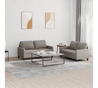 Vidaxl Ensemble De Canapés 2 Pcs Avec Coussins Taupe Tissu Gris