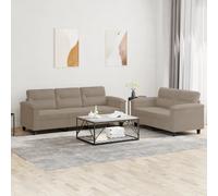vidaXL Ensemble de canapés 2 pièces avec coussins taupe tissu microfibre