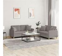 Ensemble de Canapés avec Coussins Sièges Salon Maison 2 pcs Marron Tissu vidaXL