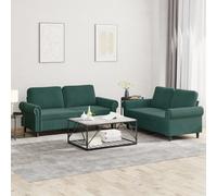 vidaXL Ensemble de canapés 2 pcs avec coussins Vert foncé Velours
